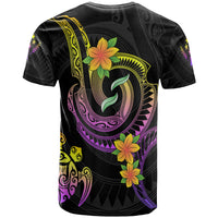Kosrae Custom T Shirt Plumeria Flowers with Spiral Patterns - Polynesian Pride