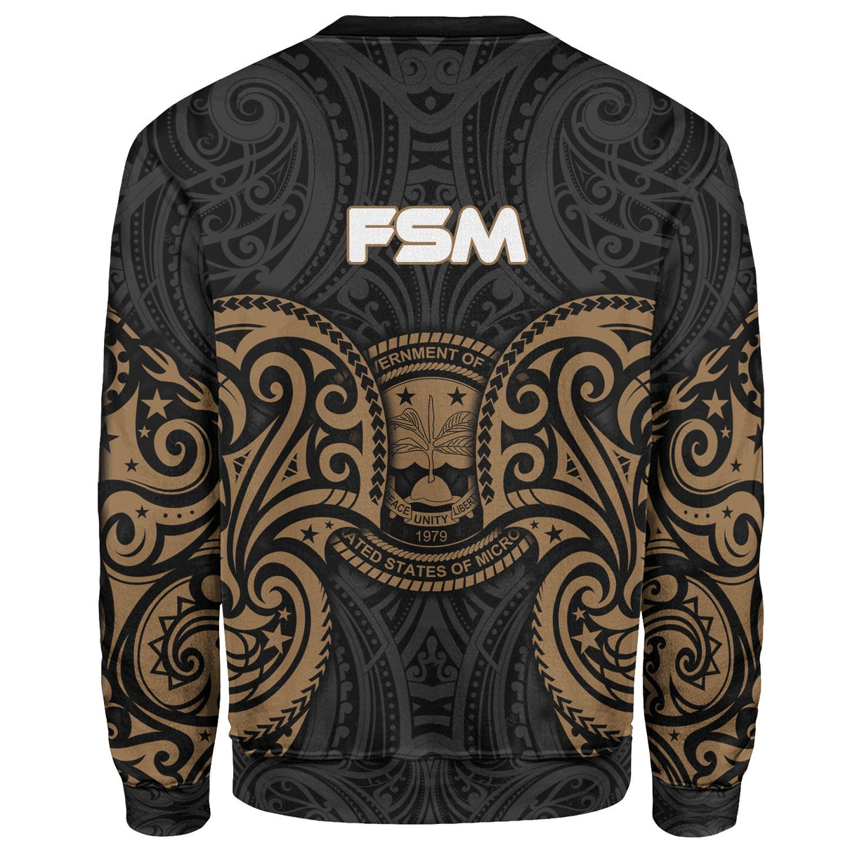 Federated States Of Micronesia Polynesian Custom Personalised Sweater - Spirit Style Gold - Polynesian Pride