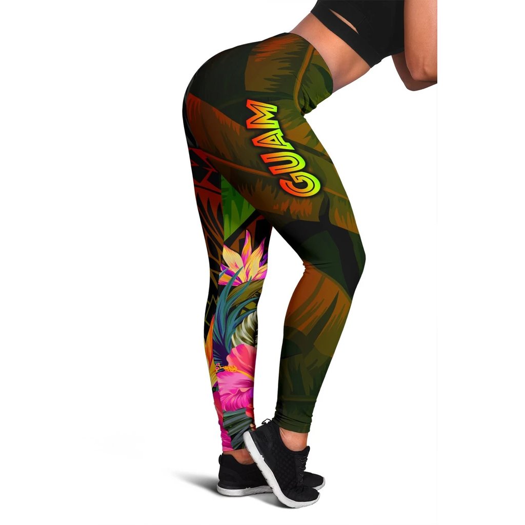 Guam Polynesian Women's Leggings - Hibiscus and Banana Leaves Reggae - Polynesian Pride