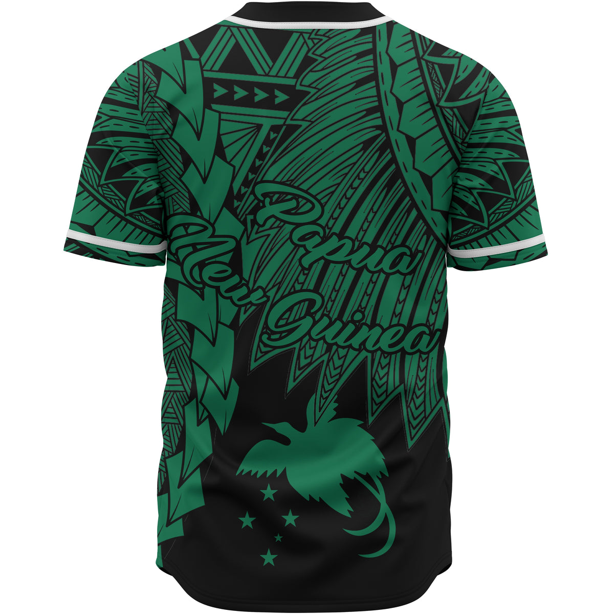 Papua New Guinea Polynesian Baseball Shirt - Tribal Wave Tattoo Green - Polynesian Pride
