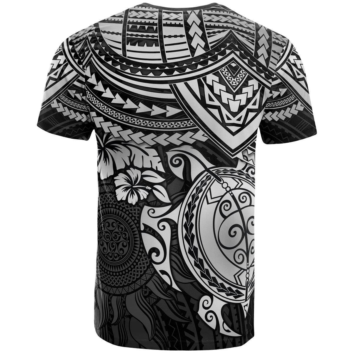 Polynesian T Shirt Polynesian White Turtle Hibiscus - Polynesian Pride