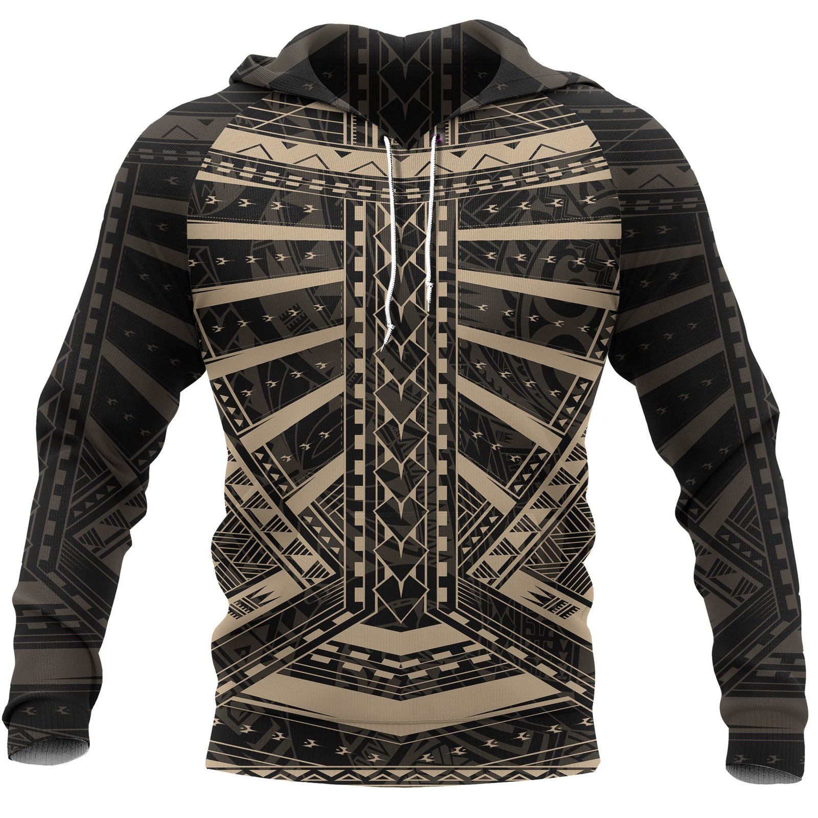 Polynesian Tattoo All Over Hoodie Gold Unisex Gold - Polynesian Pride