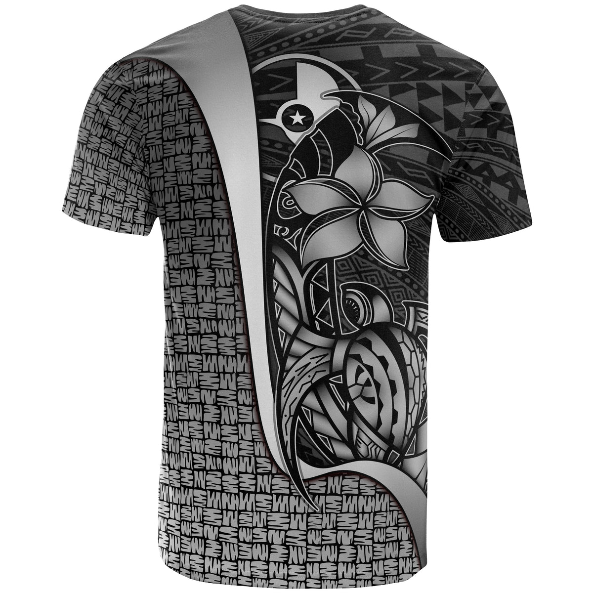 Yap Micronesian T Shirt White Turtle with Hook - Polynesian Pride