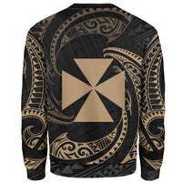 Wallis and Futuna Polynesian Custom Personalised Sweater - Gold Tribal Wave - Polynesian Pride