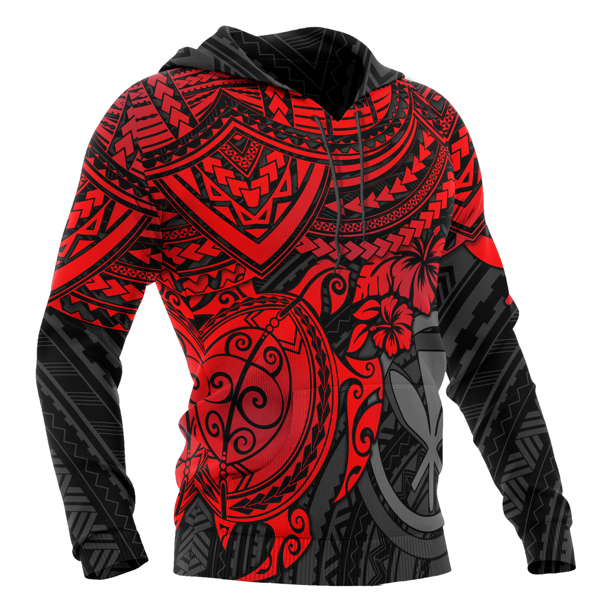 Polynesian Hawaii Hoodie Red Turtle - Polynesian Pride