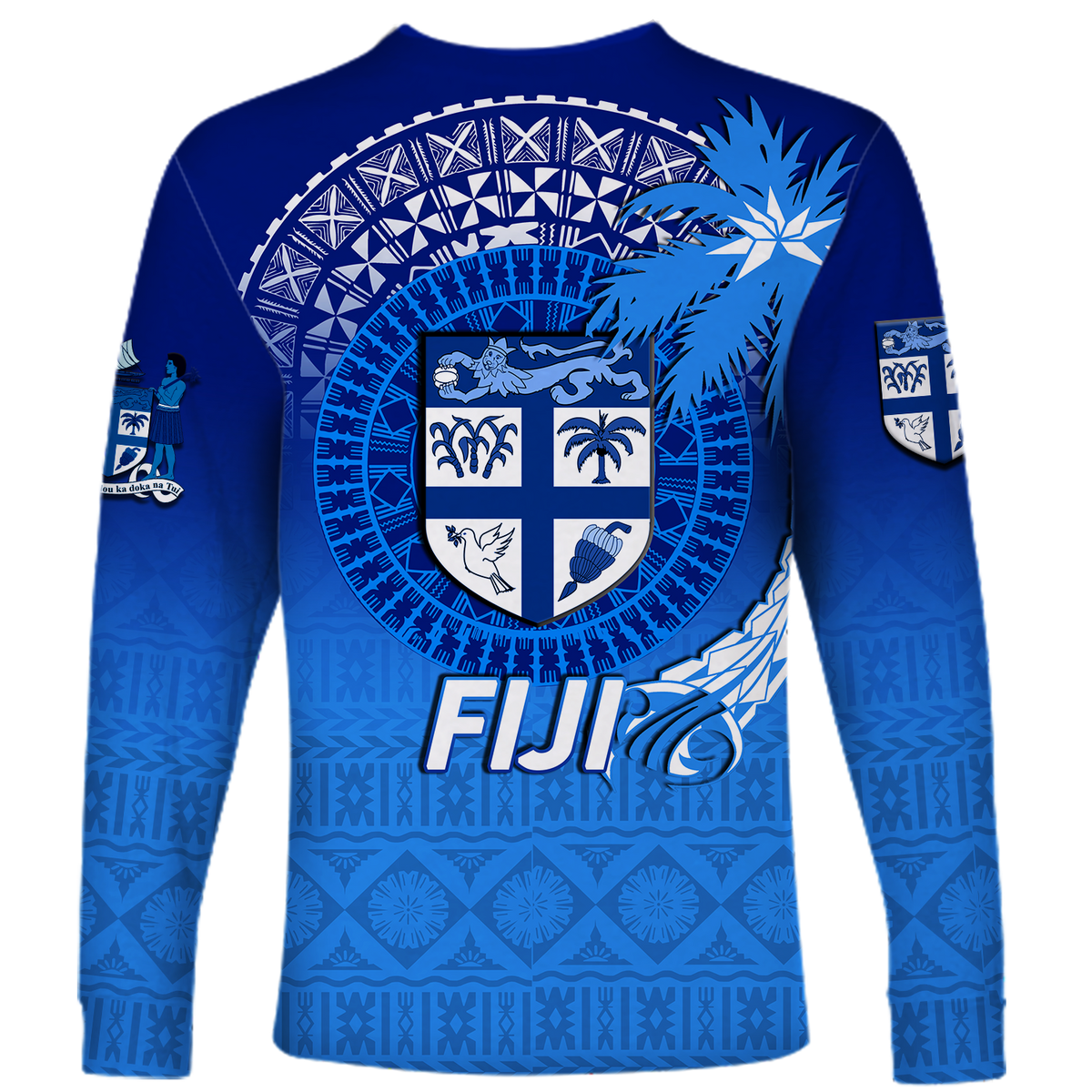 Fiji Tapa Tribal Coconut Tree Long Sleeve Shirt - LT12 - Polynesian Pride