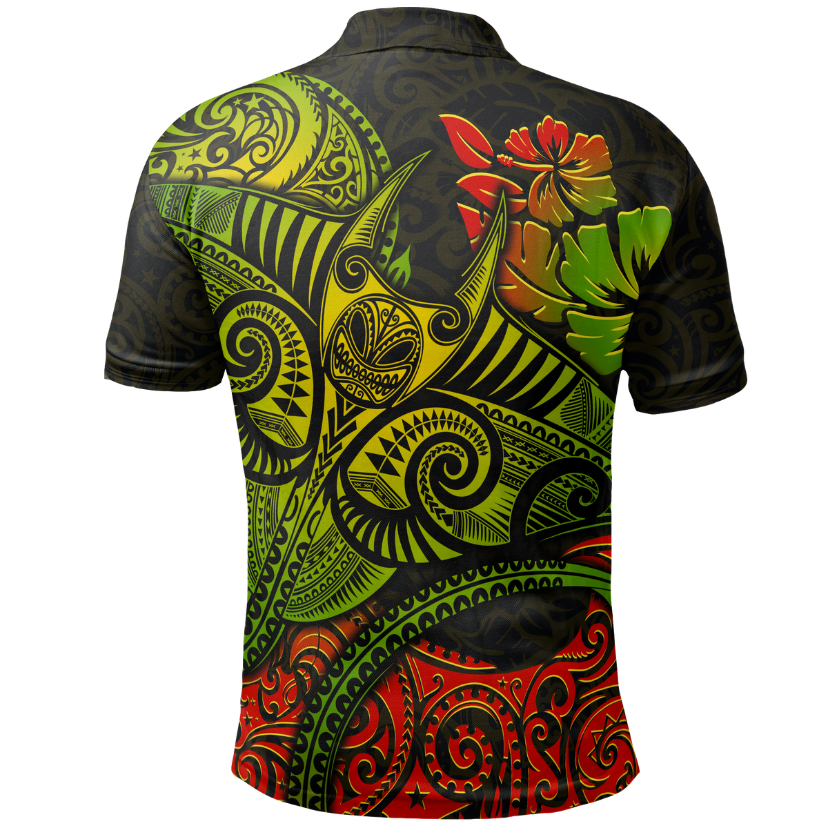 Hawaii Polo Shirt Polynesian Manta Ray Hibiscus - Polynesian Pride