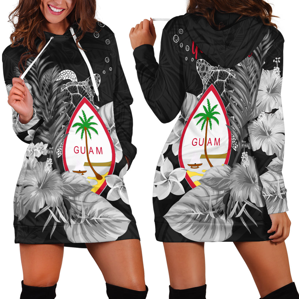 (Custom Personalised) Guam Seal Hoodie Dress Polynesian Turtle with Flowers Version White LT13 White - Polynesian Pride