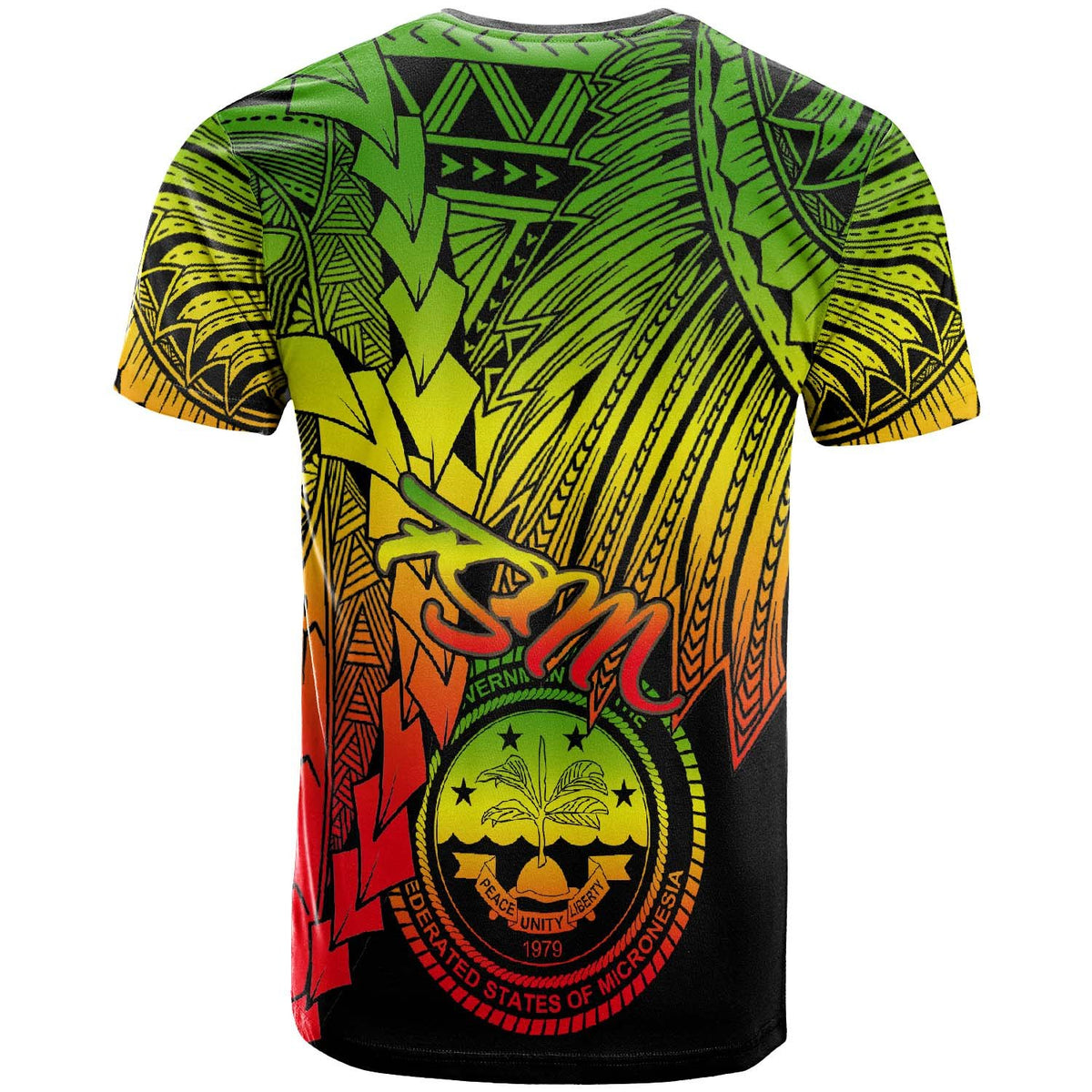 Federated States of Micronesia Custom T Shirt Tribal Wave Tattoo Reggae - Polynesian Pride