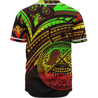 American Samoa Baseball Shirt - Reggae Color Cross Style - Polynesian Pride
