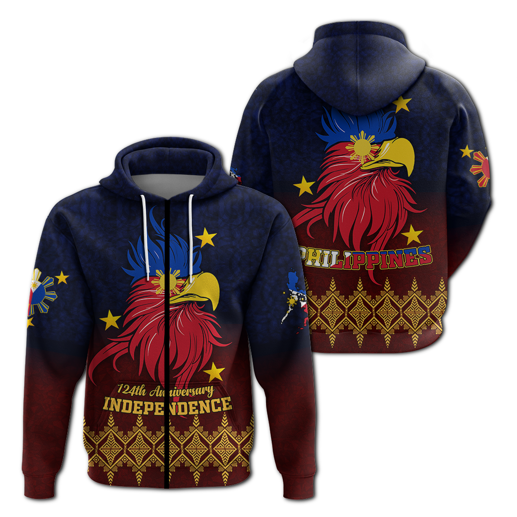 The Philippines Independence Anniversary 124th Years Hoodie LT12 Zip Hoodie Blue - Polynesian Pride