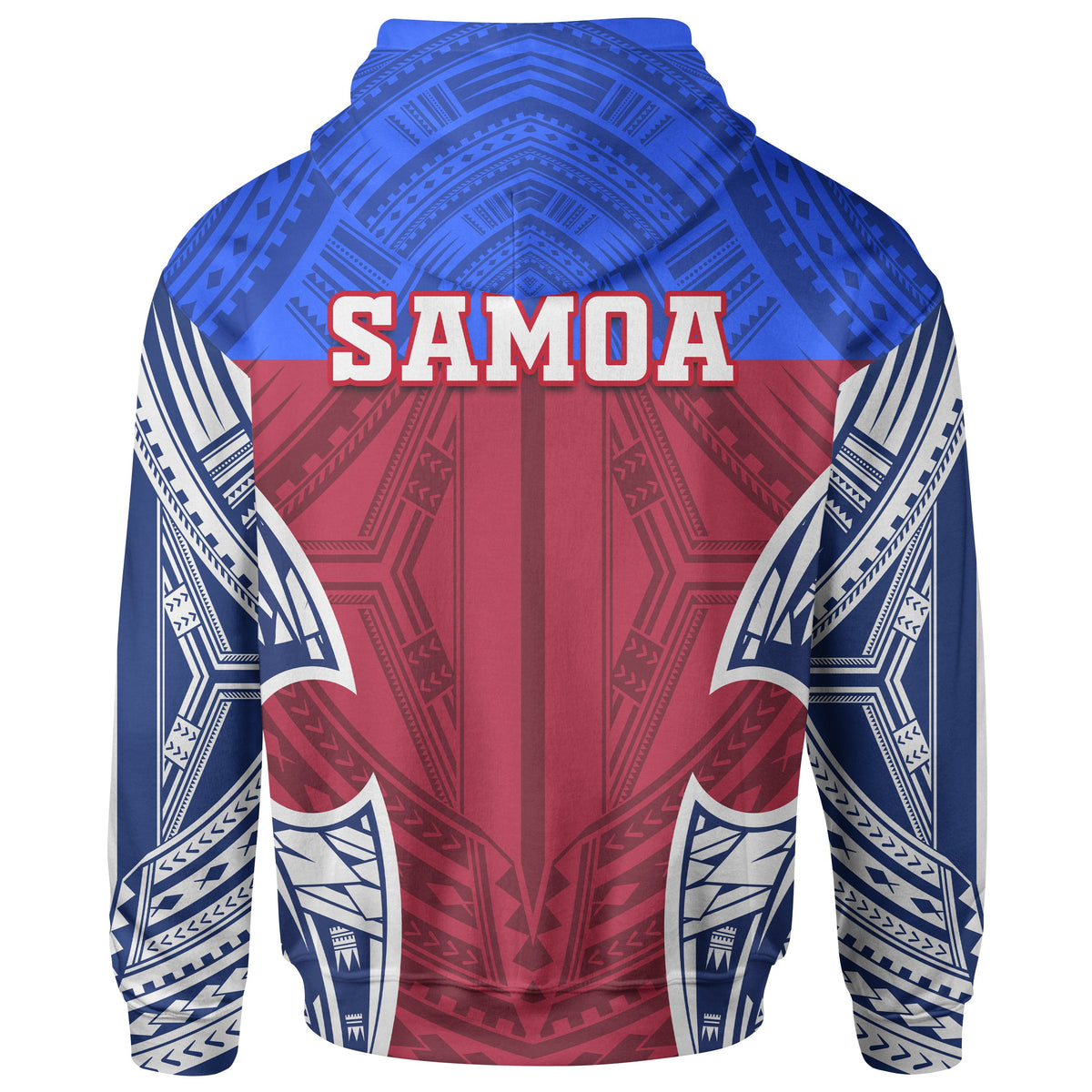 Samoa Polynesian All Over Zip up Hoodie Samoan Pattern With Seal - Polynesian Pride