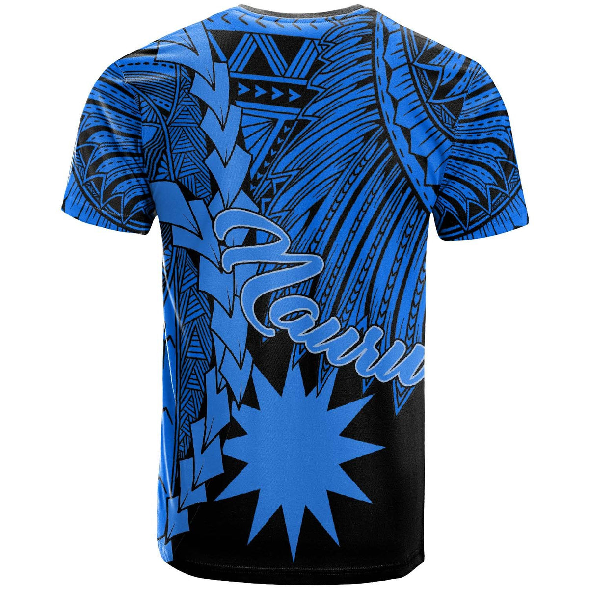 Nauru Polynesian T Shirt Tribal Wave Tattoo Blue - Polynesian Pride
