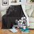 Black n White Hibiscus Premium Blanket White - Polynesian Pride