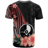 Yap Custom T Shirt Red Polynesian Hibiscus Pattern Style - Polynesian Pride