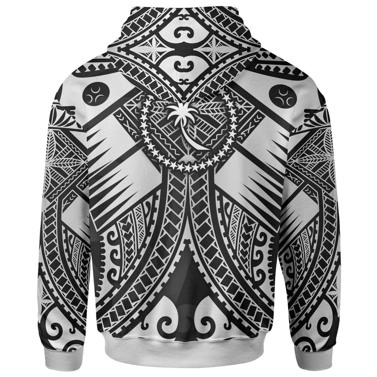 Chuuk Custom Zip up Hoodie White Seal with Polynesian Tattoo - Polynesian Pride