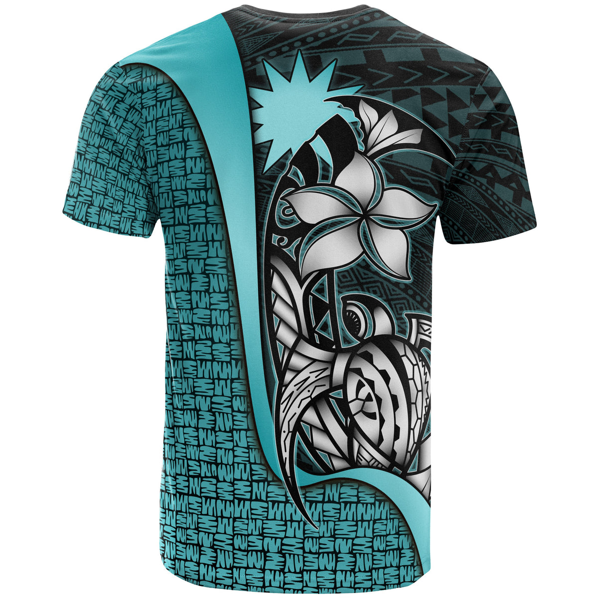 Nauru Polynesian T Shirt Turquoise Turtle with Hook - Polynesian Pride