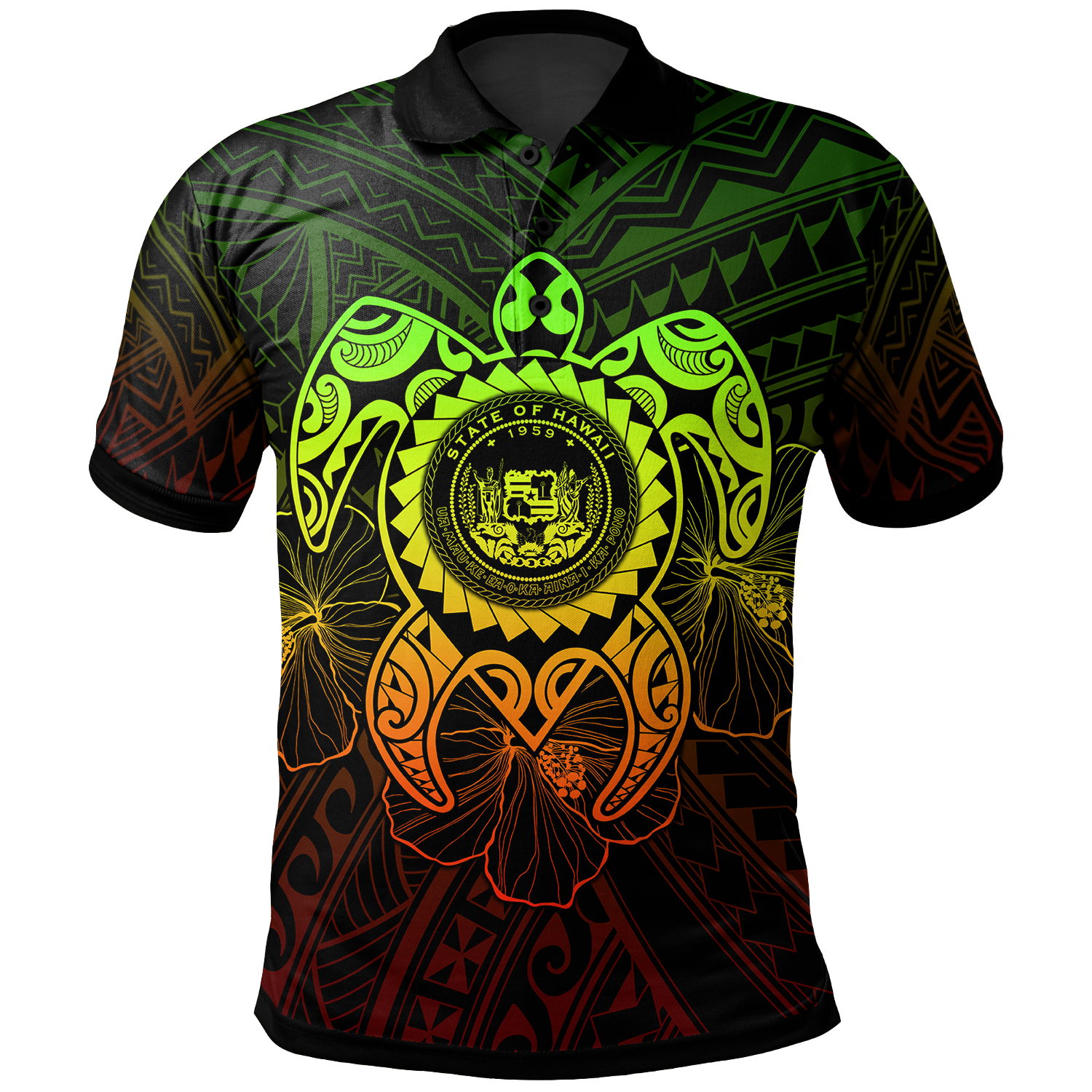 Hawaii Polynesian Polo Shirt Vintage Polynesian Turtle (Reggae) Unisex Reggae - Polynesian Pride