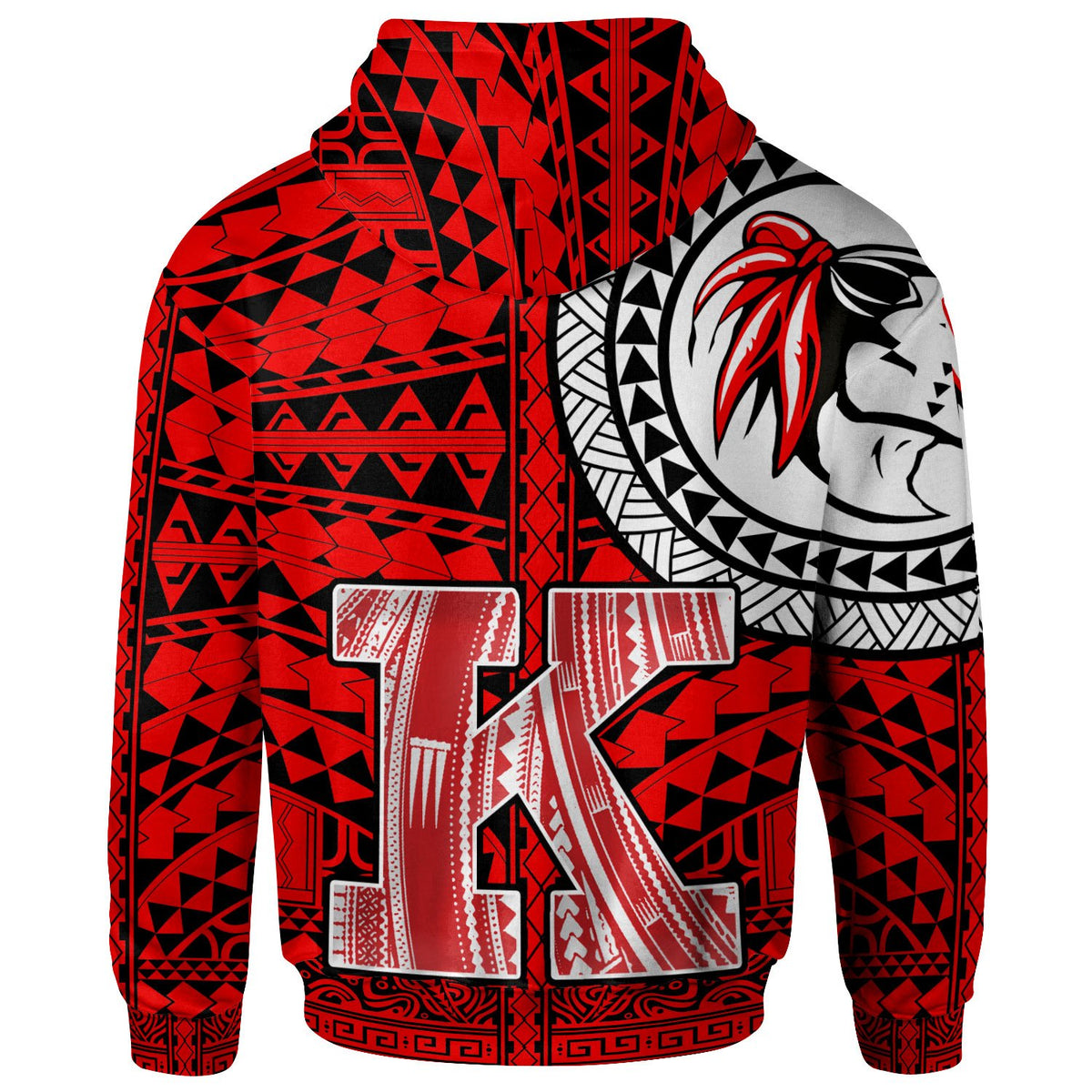 Custom Hawaii Polynesian Zip up Hoodie Red Raider Kahuku - Polynesian Pride