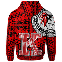 Custom Hawaii Polynesian Zip up Hoodie Red Raider Kahuku - Polynesian Pride
