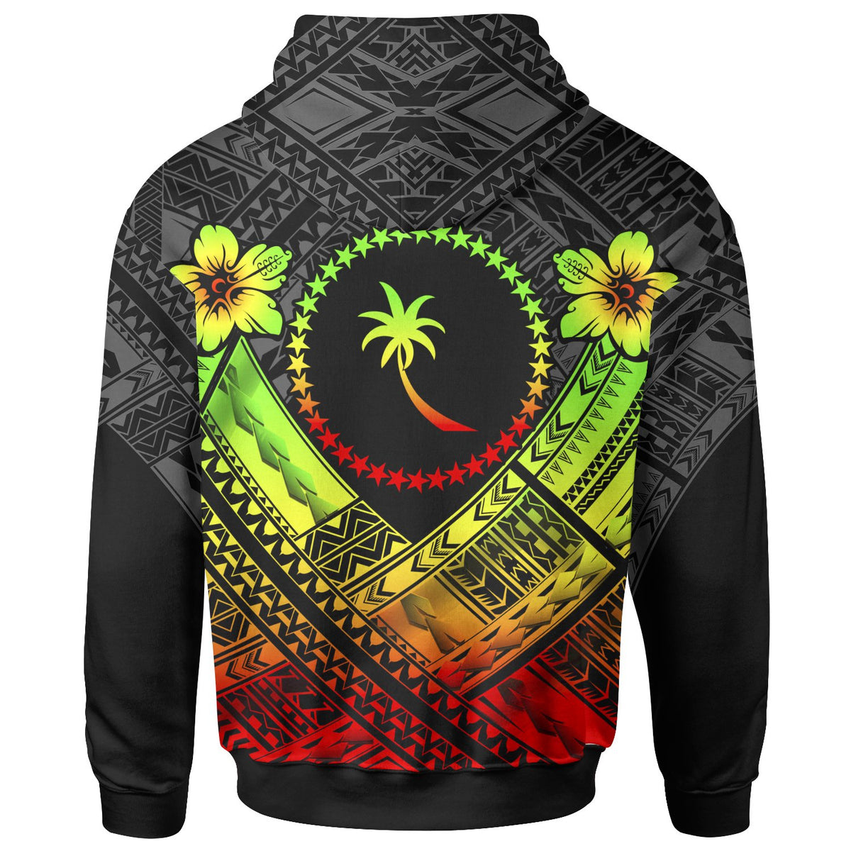 Chuuk Polynesian Custom Hoodie Chuuk Reggae Seal Camisole Hibiscus Style - Polynesian Pride