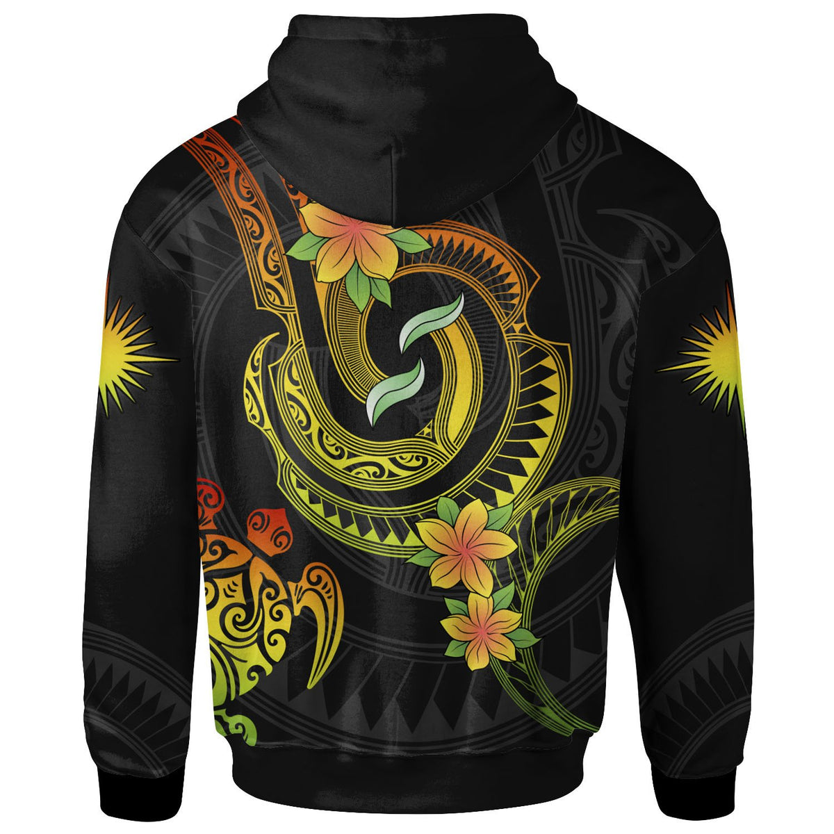 Marshall Islands Custom Zip up Hoodie Reggae Plumeria Flowers with Spiral Patterns - Polynesian Pride