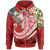 Guam Polynesian Zip up Hoodie Summer Plumeria (Black) Unisex Red - Polynesian Pride