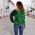 Fiji Women's Off Shoulder Sweater - Green Tentacle Turtle - Polynesian Pride