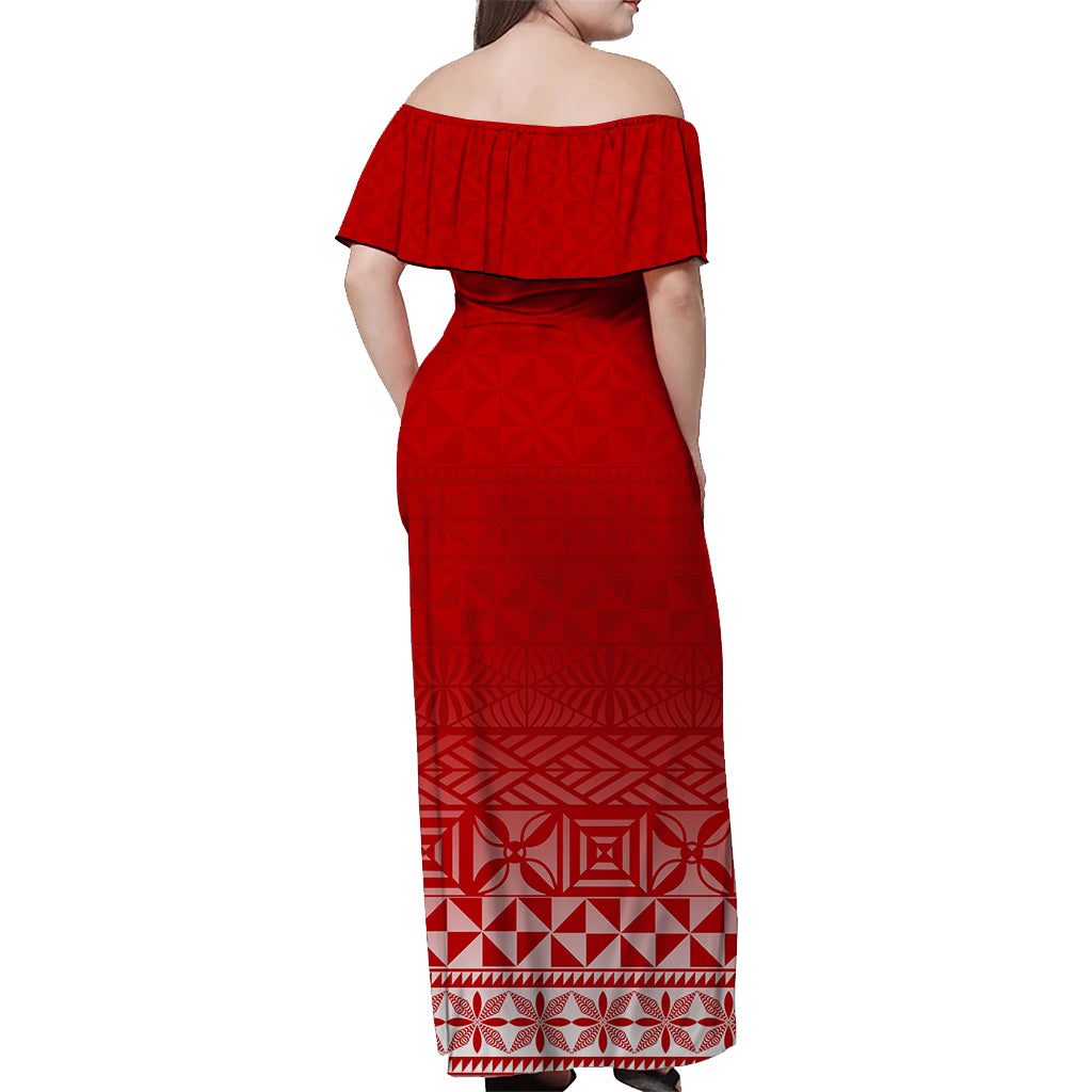 Tonga Eua Off Shoulder Long Dress - Tongan Pattern - LT12 - Polynesian Pride