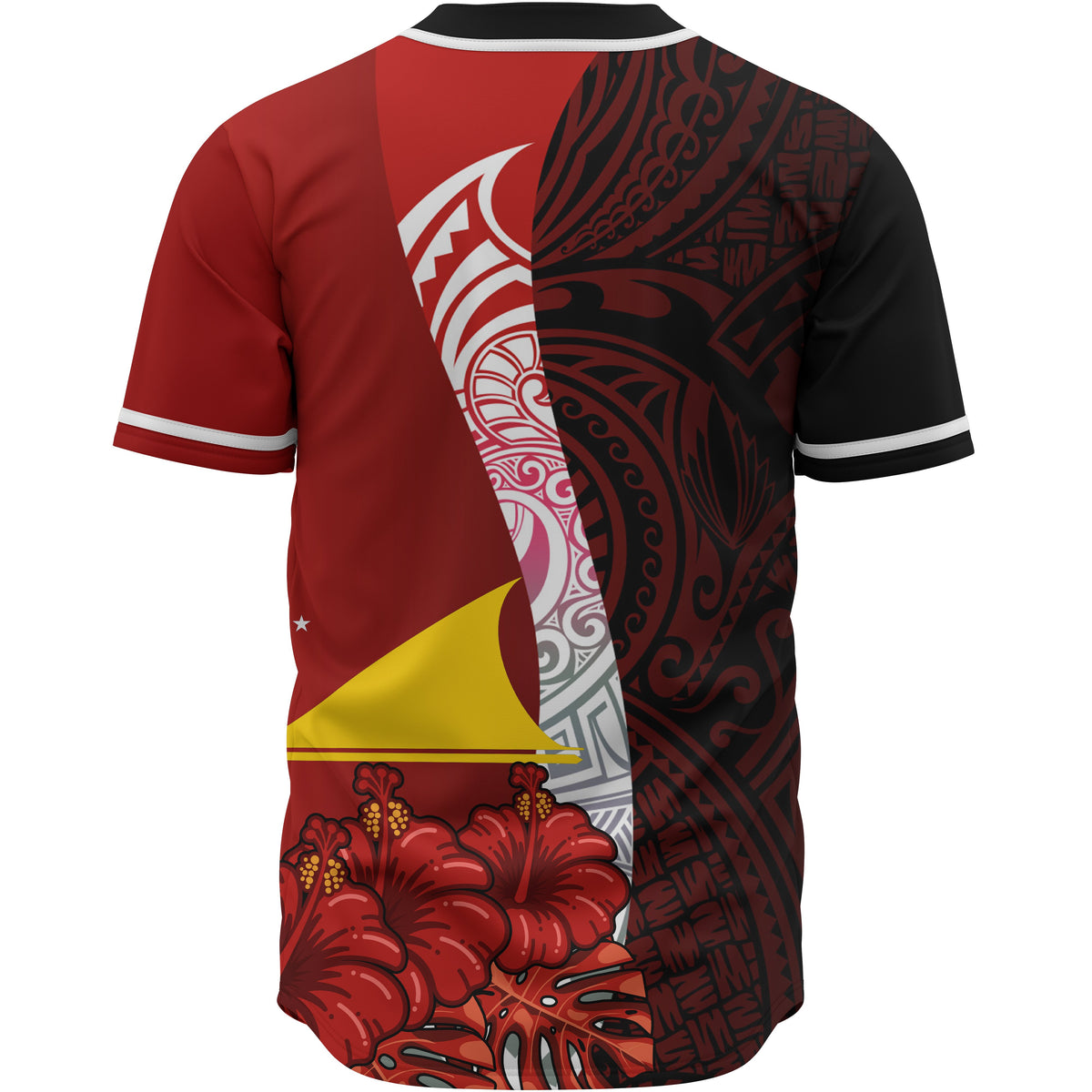 Tokelau Polynesian Baseball Shirt - Coat Of Arm With Hibiscus - Polynesian Pride