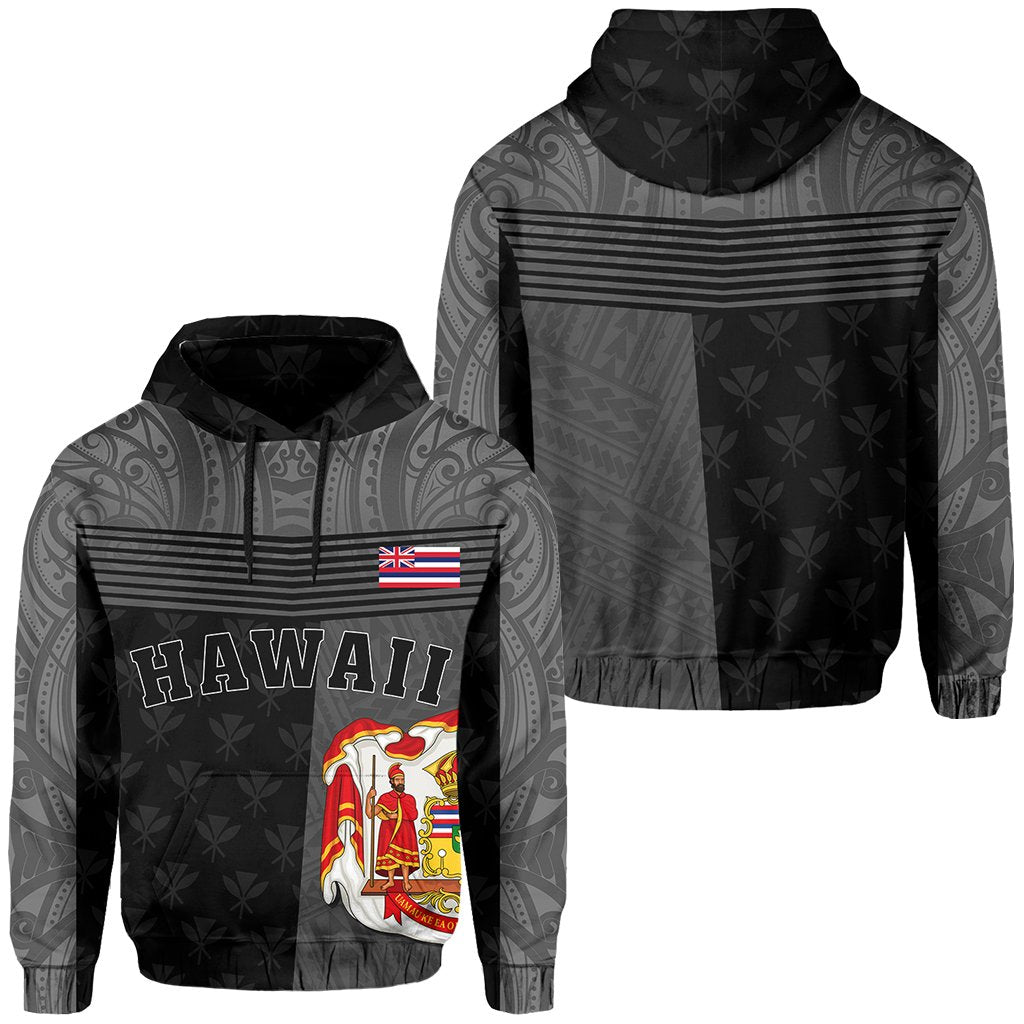 Hawaii King State Polynesian Hoodie Gray Mult Unisex Gray - Polynesian Pride