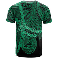 American Samoa Polynesian Custom T Shirt Tribal Wave Tattoo Green - Polynesian Pride
