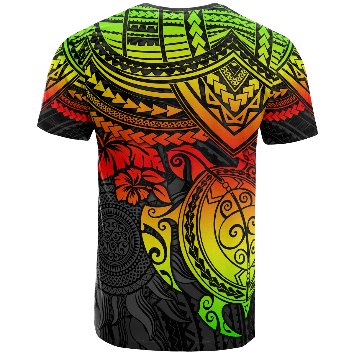 Polynesian T Shirt Polynesian Reggae Turtle Hibiscus - Polynesian Pride