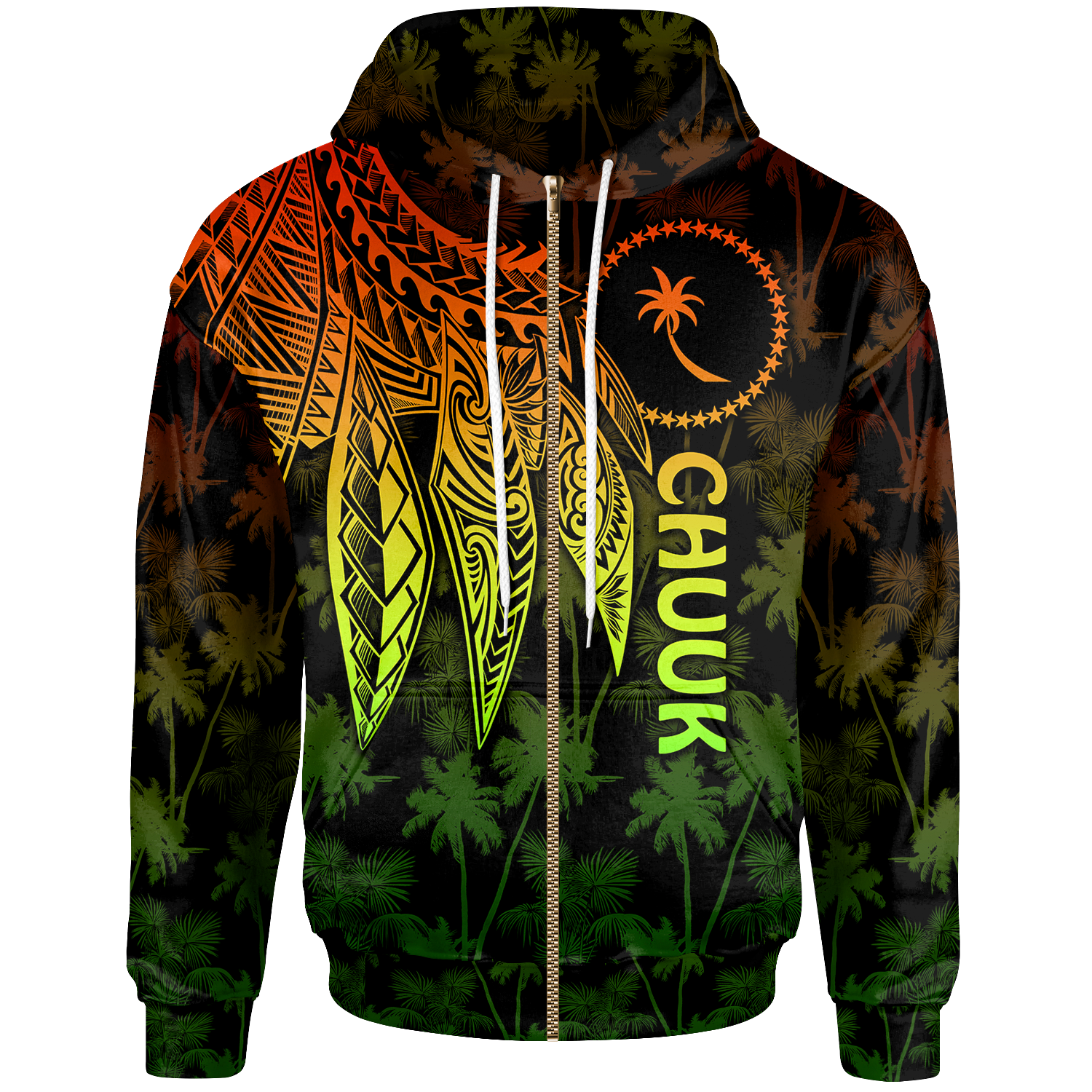 Chuuk Zip up Hoodie Polynesian Wings (Reggae) Unisex Reggae - Polynesian Pride