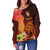 Tonga Women's Off Shoulder Sweater - Tribal Tuna Fish - Polynesian Pride