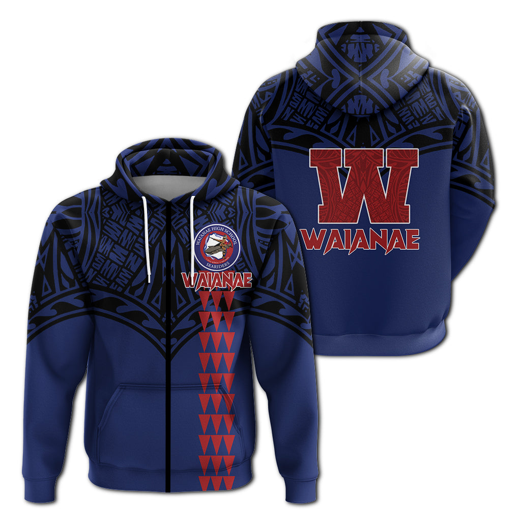 Waianae High School Pride Zip up Hoodie LT12 Unisex Blue - Polynesian Pride