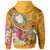 Fiji Zip up Hoodie Turtle Plumeria (Gold) - Polynesian Pride