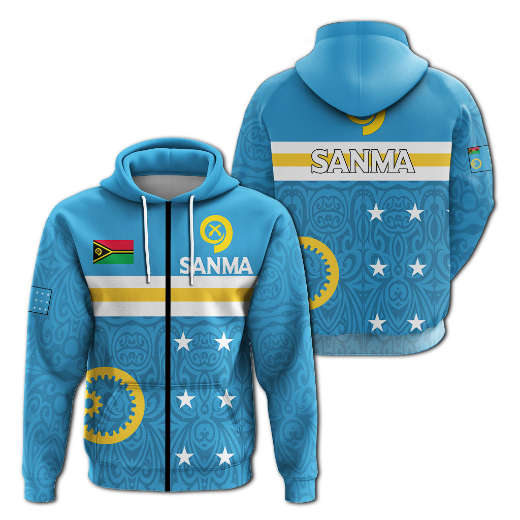 Vanuatu Sanma Province Zip up Hoodie Flag Style LT12 Unisex Blue - Polynesian Pride