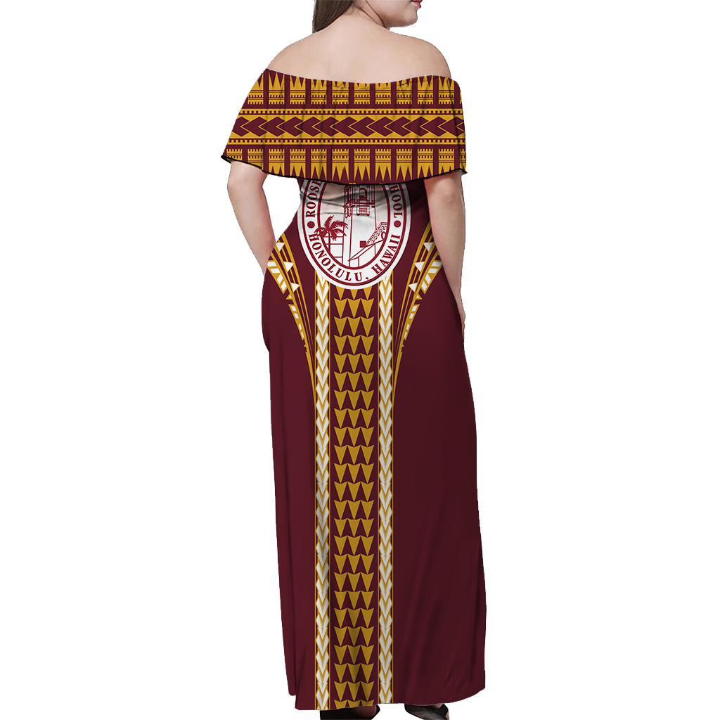 Hawaii Roosevelt High School Off Shoulder Long Dress - LT12 - Polynesian Pride