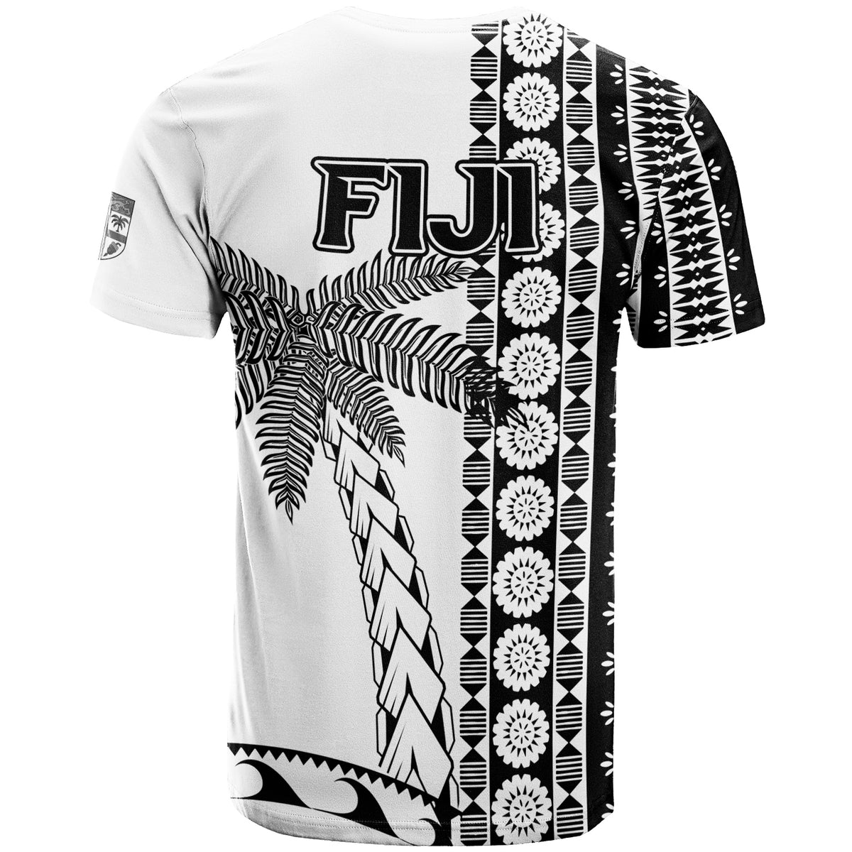 Fiji Rugby T Shirt Coconut Tree With Tapa Pattern LT12 - Polynesian Pride