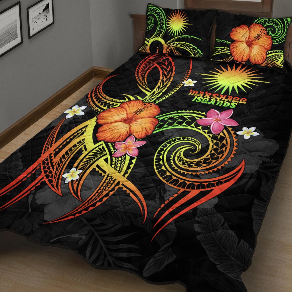 Marshall Islands Polynesian Quilt Bed Set - Legend of Marshall Islands (Reggae) - Polynesian Pride