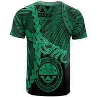 Federated States of Micronesia T Shirt Tribal Wave Tattoo Green - Polynesian Pride