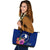 Yap Micronesia Leather Tote Bag - Floral With Seal Blue - Polynesian Pride