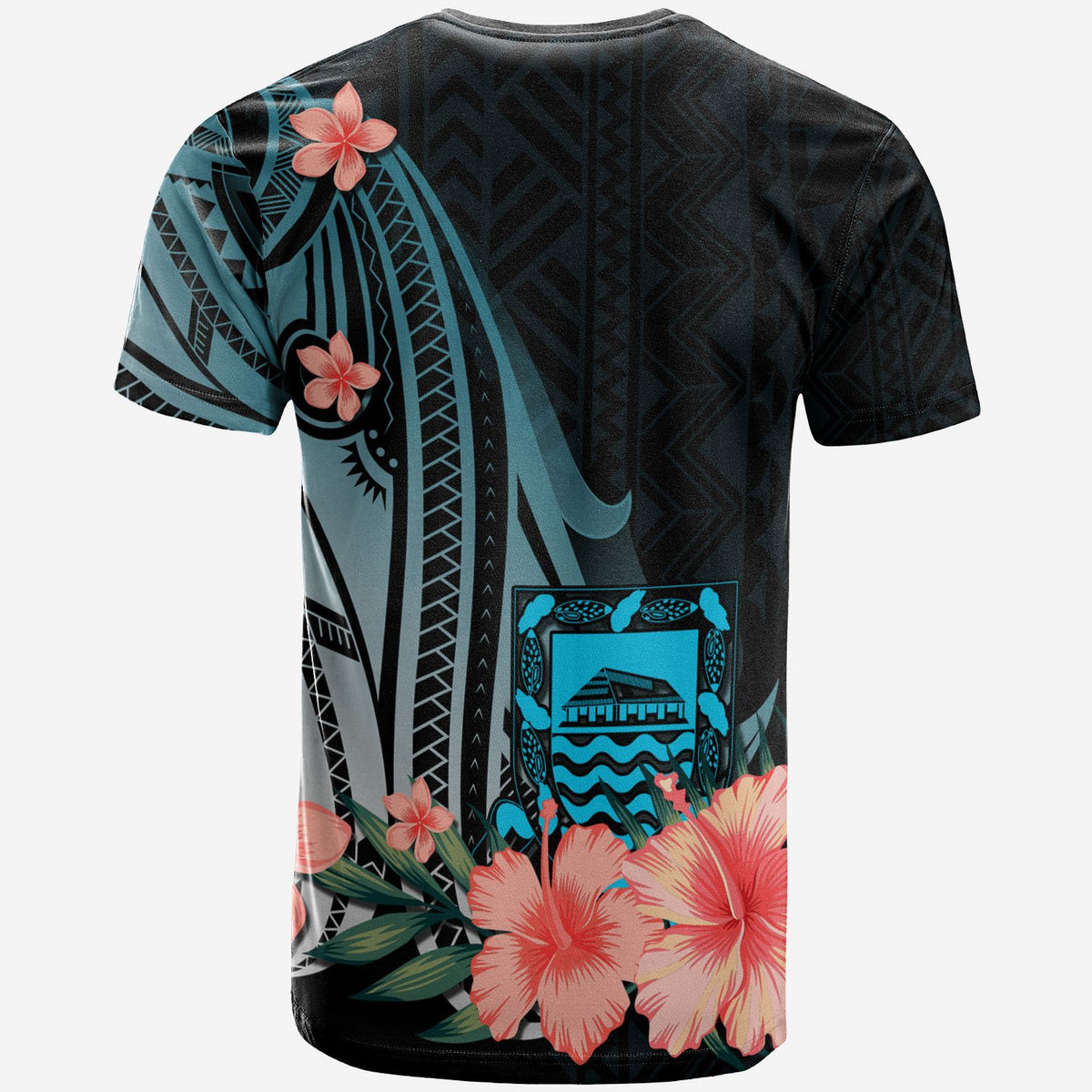 Tuvalu T Shirt Turquoise Polynesian Hibiscus Pattern Style - Polynesian Pride