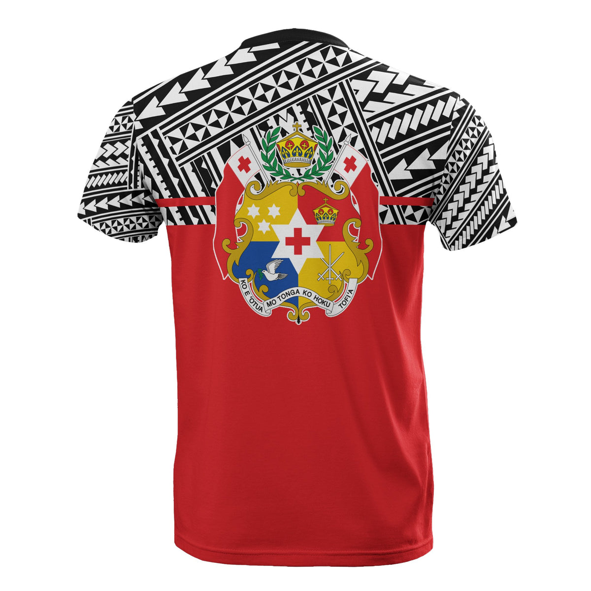 Tonga All Over T Shirt Tongan Coat of Arms Polynesian Horizontal Style - Polynesian Pride