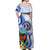 (Custom Personalised) Northern Mariana Islands Off Shoulder Long Dress Mariana Fruit Dove Mix Frangipani Flowers White LT13 - Polynesian Pride