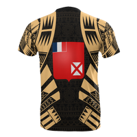 Wallis and Futuna T Shirt Wallis and Futuna Coat of Arms Polynesian Tattoo Gold Style - Polynesian Pride