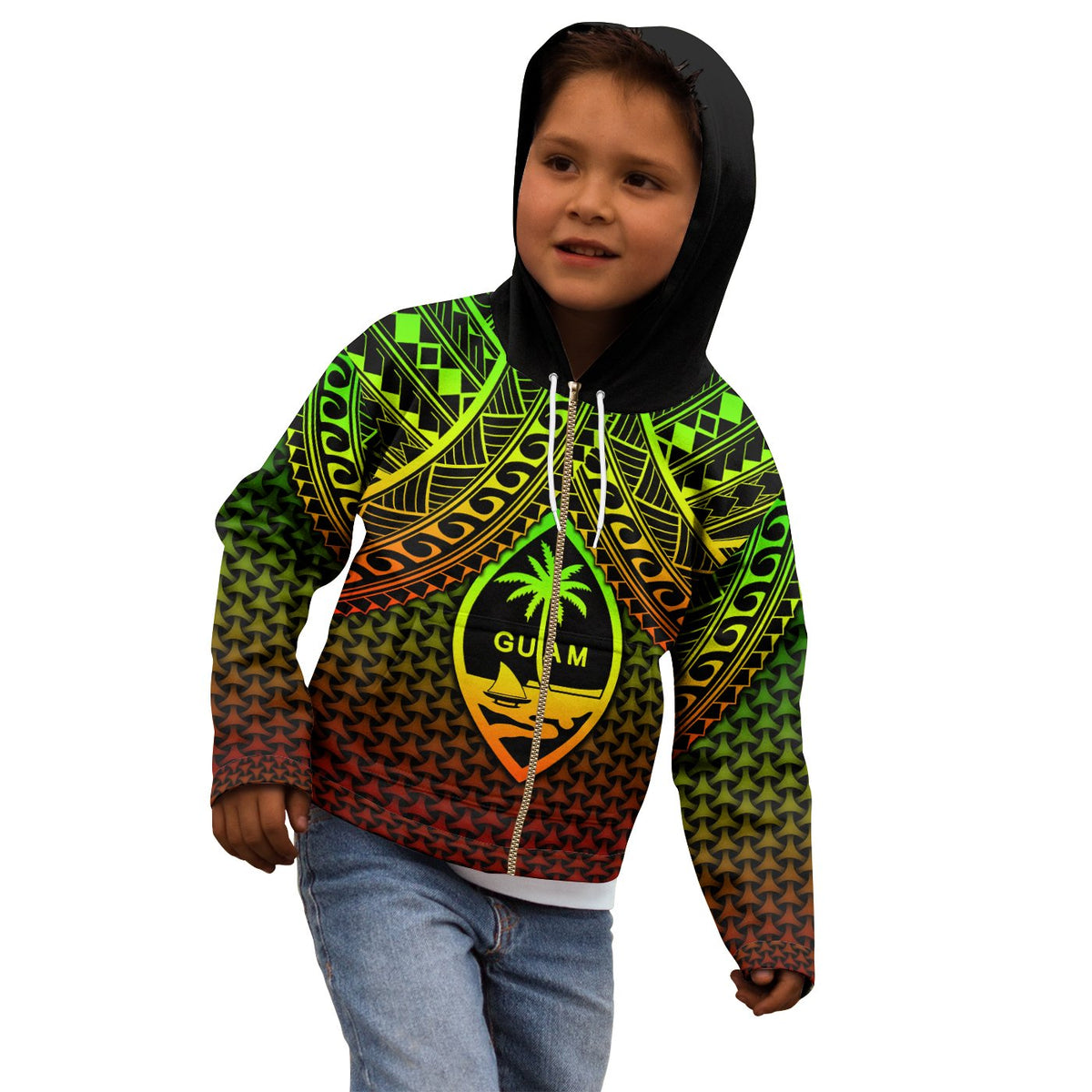Polynesian Guam Custom Zip up Hoodie Reggae Vintage Polynesian Patterns - Polynesian Pride