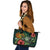 Papua New Guinea Polynesian Leather Tote Bag - Green Turtle Hibiscus - Polynesian Pride