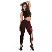 Guam Polynesian Custom Personalised Legging - Coat Of Arm With Hibiscus - Polynesian Pride